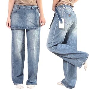 NWT✨ | Abrand | 95 Mid Baggy Medium Wash Skirt Layered Wide Leg Jeans